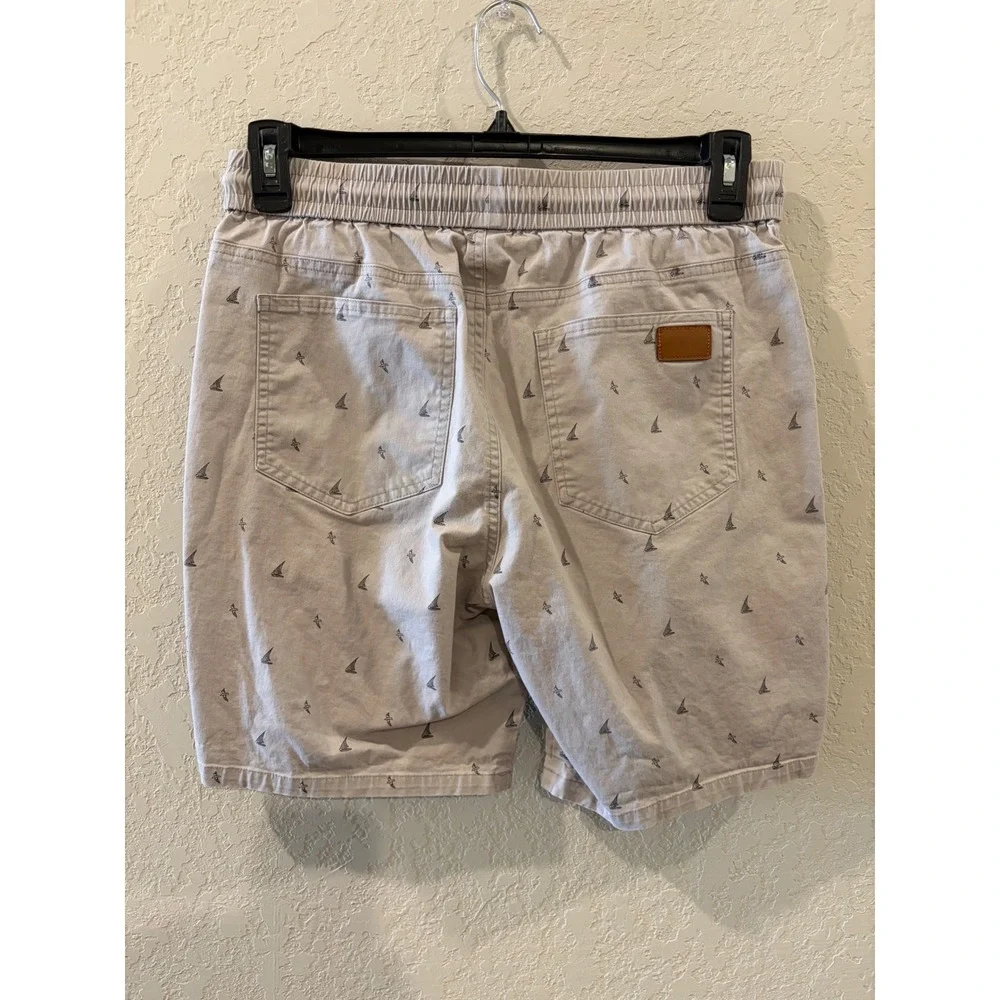 JMIERR Mens Sailboat Print Shorts Grey Size 34 Elastic Waist Drawstring Casual